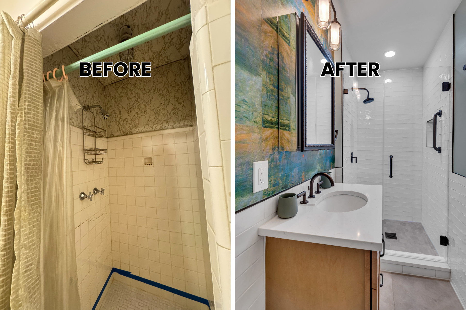 Artistic wall tile display at design showroom